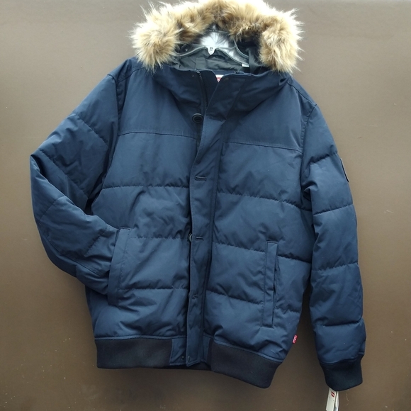 Levi's Mens Puffer Winter Hooded Coat Sz XL - Picture 2 of 8